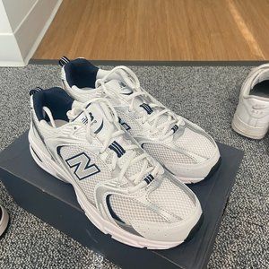 New Balance 530 (US Men 7.5, US Women 9) White with natural indigo